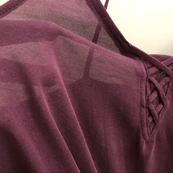 American Eagle soft & sexy sueded tank top crisscross detail in Maroon/Purple - Picture 7 of 8